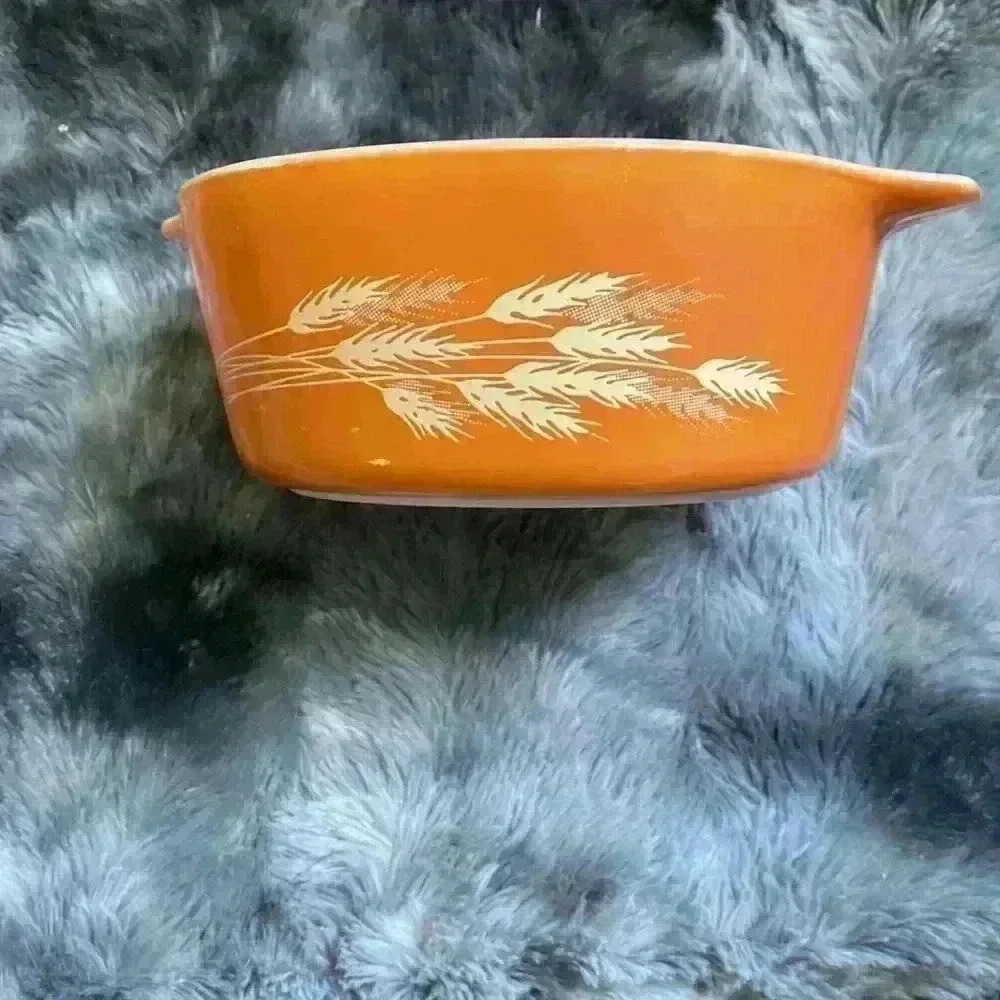 Pyrex Vintage 1980's Autumn Harvest Wheat Serving Casserole Dish 472-B - Picture 10 of 16